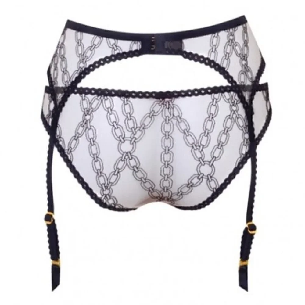 New Agent Provocateur Bailey Tulle Lace Nude/Black Brief Panties AP 2 / Small